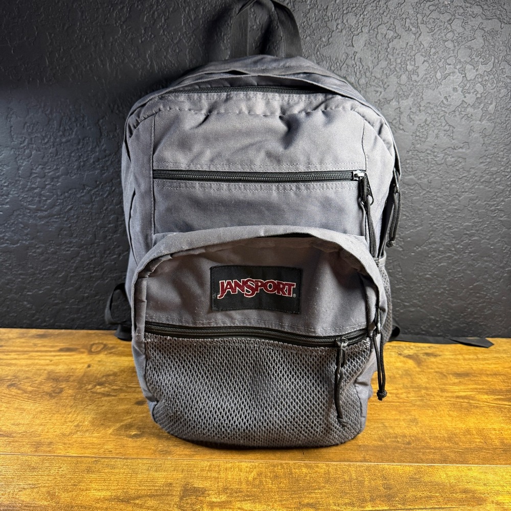 JanSport Big Student Gray Backpack Multi Pocket School Travel Bag OS
